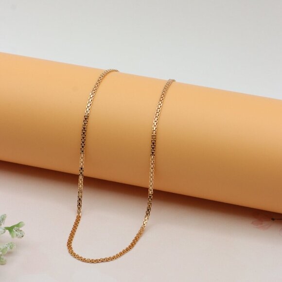Elegant Rose Gold Flat Link Chain Necklace High Shine Finish, XPNL0252 - Picture 5 of 12